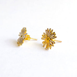 22k Gold Daisy Enamel Earrings