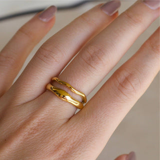Double Wave 18K Gold Ring