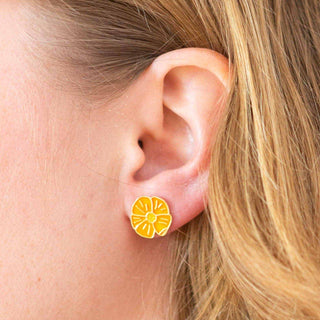 22k Gold Poppy Enamel Earrings