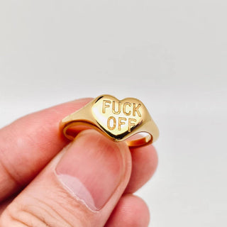 "Fuck Off" 18K Gold Ring