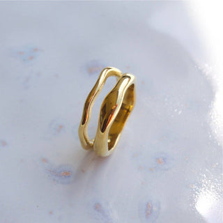 Double Wave 18K Gold Ring